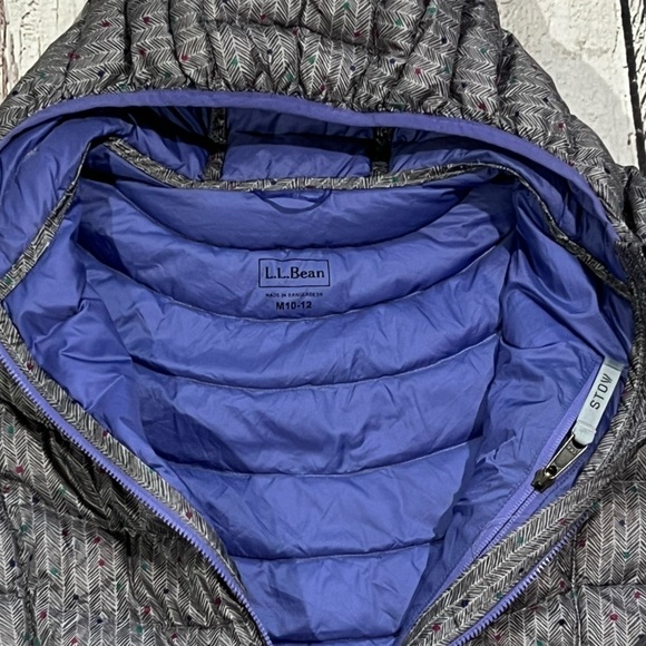 Kids LL Bean DownTex Silver 650 Goose Down Hooded Puffer Zip Up Outwear Jacket - Picture 10 of 12
